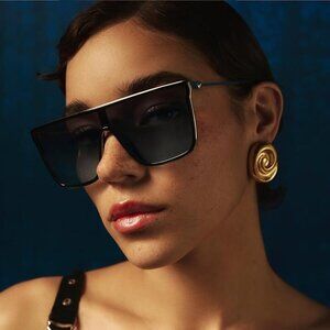 New Quay Nightfall Remixed Black Silver Frame/Grey Turquoise Lens Sunglasses